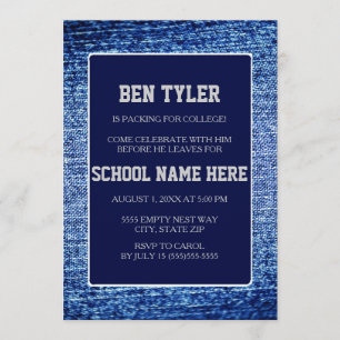 Einladung zur Blue Denim und Navy Blue Kofferparty