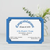 Einladung zur Blue Diploma Graduation Party (Stehend Vorderseite)
