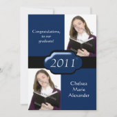 Einladung zur Blue Double Foto Graduation Party (Vorderseite)