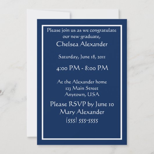 Einladung zur Blue Double Foto Graduation Party (Rückseite)
