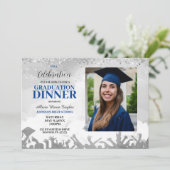 Einladung zur Blue Foto Graduation Party (Stehend Vorderseite)