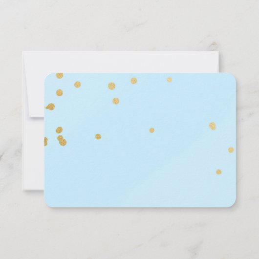 Einladung zur Blue & Gold Confetti RSVP-Karte (Rückseite)