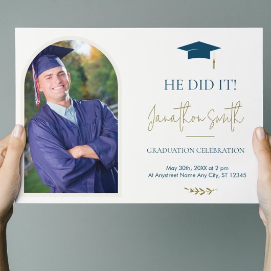 Einladung zur Blue Gold Foto Graduation Party