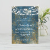 Einladung zur Blue Gold Lights Graduation Party (Stehend Vorderseite)