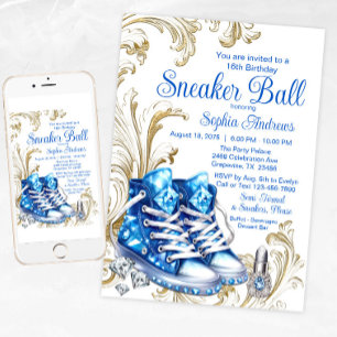 Einladung zur Blue Gold Sneaker Ball Geburtstagsfe