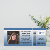 Einladung zur Blue Graduation Party Ticket mit Fot (Stehend Vorderseite)