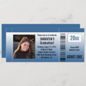 Einladung zur Blue Graduation Party Ticket mit Fot (Vorne/Hinten)