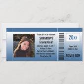 Einladung zur Blue Graduation Party Ticket mit Fot (Vorderseite)