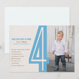 Einladung zur Blue Number Four Birthday Party