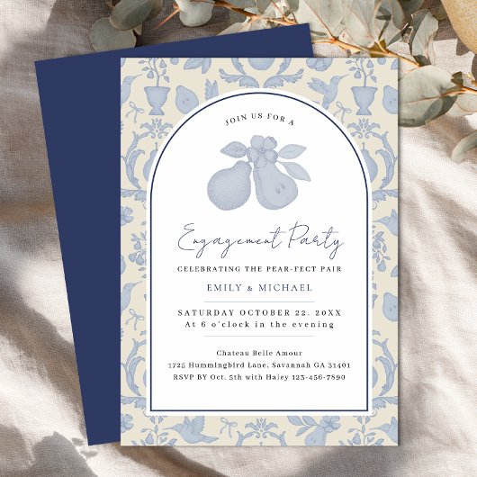 Einladung zur Blue Perfect Pear Engagement Party