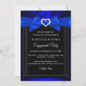 Einladung zur Blue Romantic Heart Engagement Party (Vorderseite)