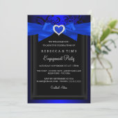 Einladung zur Blue Romantic Heart Engagement Party (Stehend Vorderseite)