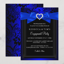 Einladung zur Blue Romantic Heart Engagement Party
