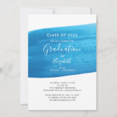 Einladung zur Blue Watercolor Graduation Party (Vorderseite)