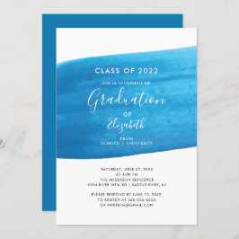 Einladung zur Blue Watercolor Graduation Party