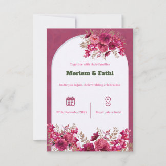 Einladung zur Blume Rosa Hochzeit