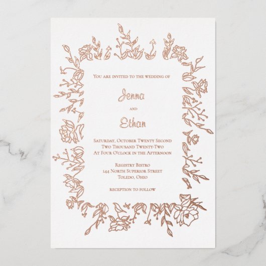 Einladung zur Blume von Peony Foil (Vorderseite)