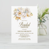 Einladung zur Blumendusche aus weißem Gold (Stehend Vorderseite)