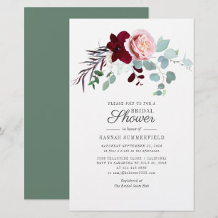 Einladung zur Blumendusche Burgund Botanische Brid Briefpapier