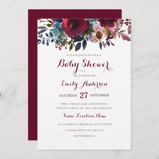 Einladung zur Blumendusche in Burgund (Vorne/Hinten)