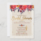 Einladung zur Blumendusche in Classic Red & Gold (Vorderseite)