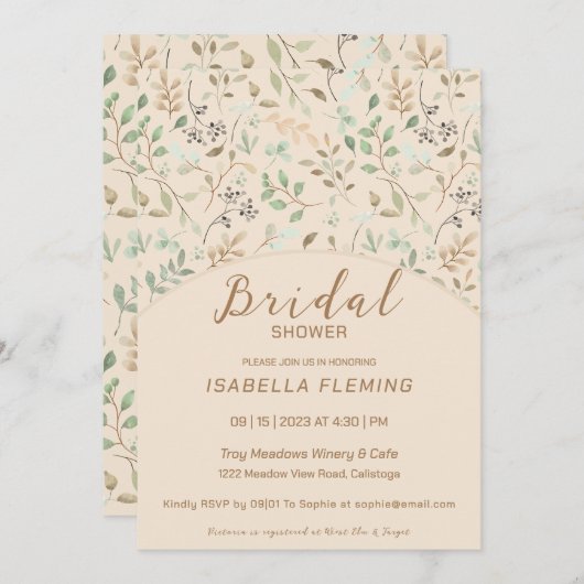 Einladung zur Blumendusche in malerischer Farbe (Vorne/Hinten)