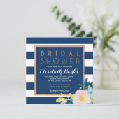 Einladung zur Blumendusche in Navy Striped (Stehend Vorderseite)