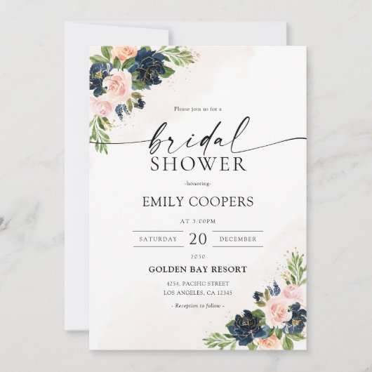 Einladung zur Blumendusche in Rosa (Vorderseite)