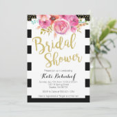 Einladung zur Blumendusche in Schwarz und Weiß (Stehend Vorderseite)