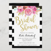 Einladung zur Blumendusche in Schwarz und Weiß (Vorne/Hinten)