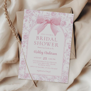 Einladung zur Blumendusche Rosa Bow