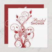 Einladung zur Blumendusche Rot und Weiß (Vorne/Hinten)