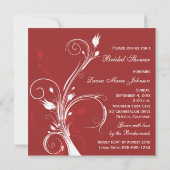 Einladung zur Blumendusche Rot und Weiß (Rückseite)