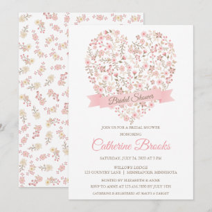 Einladung zur Blumendusche "Soft Pink Floral Heart