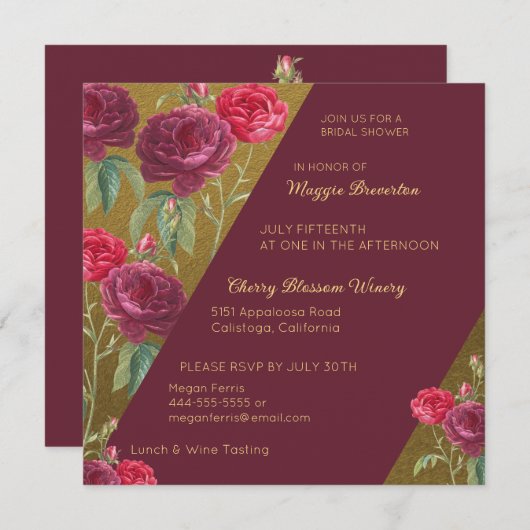 Einladung zur Blumendusche und Golddusche (Vorne/Hinten)