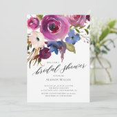 Einladung zur Blumendusche von Plum & Navy (Stehend Vorderseite)