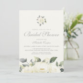 Einladung zur Blumendusche "White Rose" (Stehend Vorderseite)