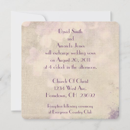 Einladung zur blumengeschmückten Hochzeit (Rückseite)