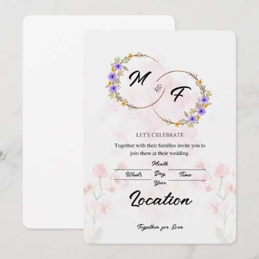 Einladung zur Blumenhochzeit (Vorne/Hinten)