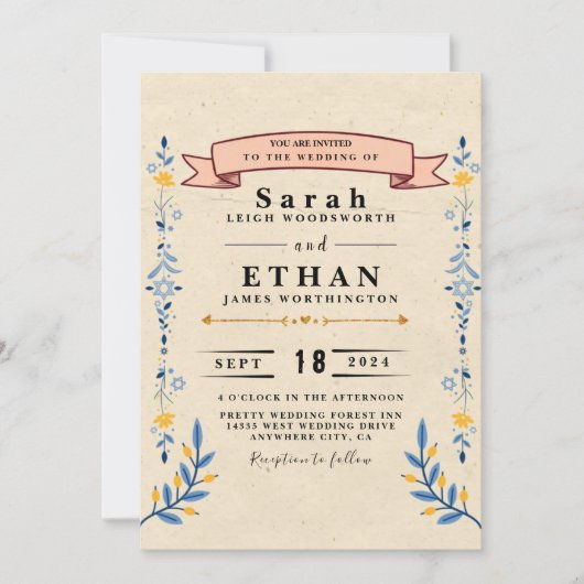 Einladung zur Blumenhochzeit (Vorderseite)