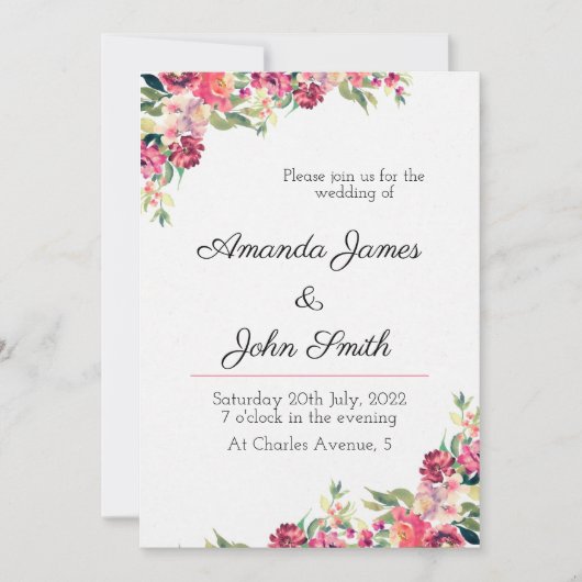 Einladung zur Blumenhochzeit (Vorderseite)