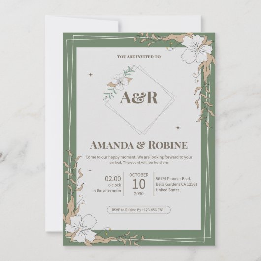 Einladung zur Blumenhochzeit (Vorderseite)