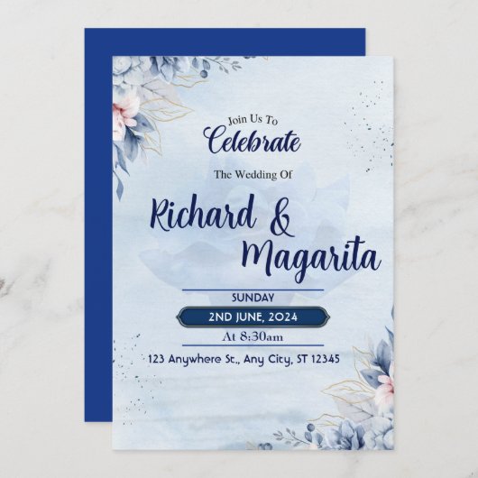 Einladung zur Blumenhochzeit (Vorne/Hinten)