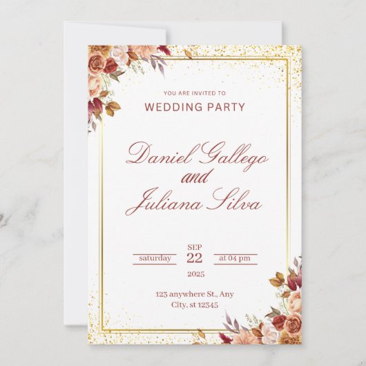 Einladung zur Blumenhochzeit (Vorderseite)