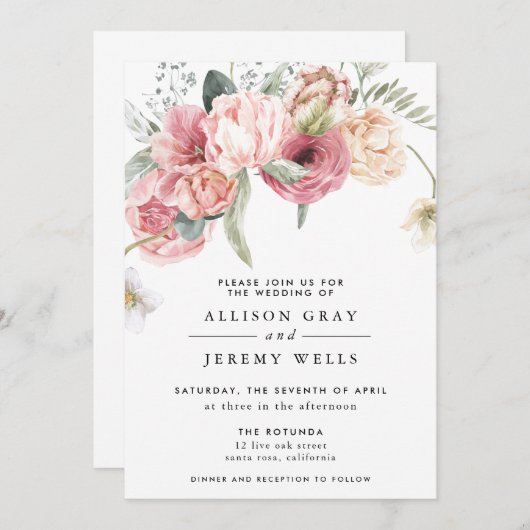 Einladung zur Blumenhochzeit | Annabeth (Vorne/Hinten)