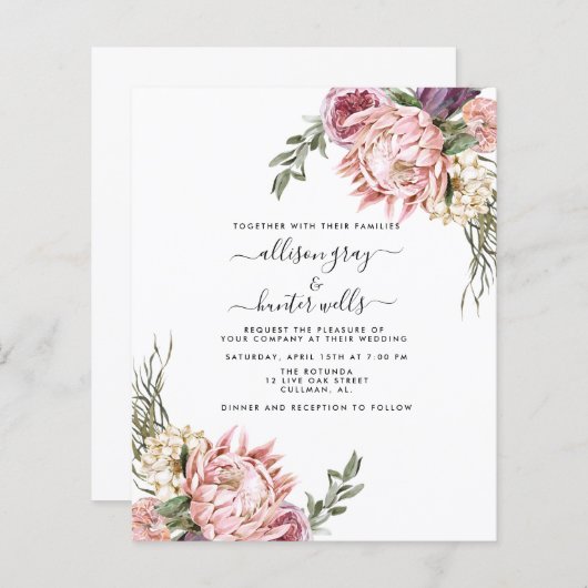 Einladung zur Blumenhochzeit | Aubrey (Vorne/Hinten)