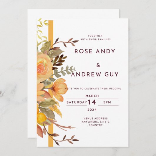 Einladung zur Blumenhochzeit, digitale Einladungsk (Vorne/Hinten)