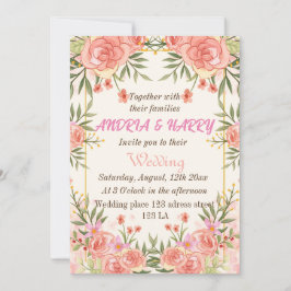 Einladung zur Blumenhochzeit in Rosa