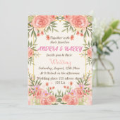 Einladung zur Blumenhochzeit in Rosa (Stehend Vorderseite)