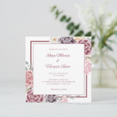 Einladung zur Blumenhochzeit mit Foto auf der Rück (Stehend Vorderseite)